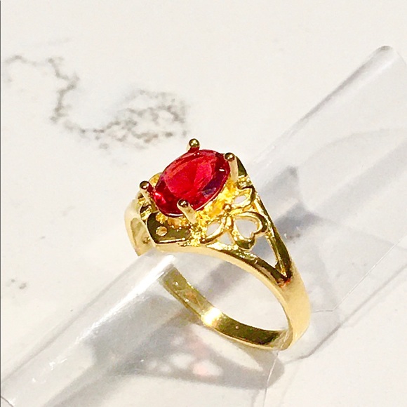 Jewelry - 925 Stamped, Gold Plated, Ruby Ring